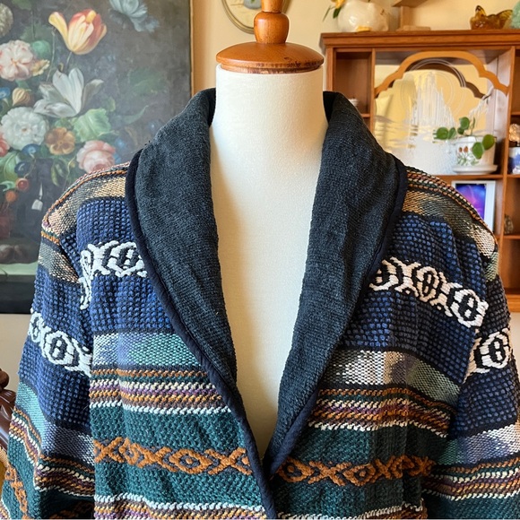 ☾ Vintage 100% cotton tapestry woven sweater jacket - Picture 4 of 11